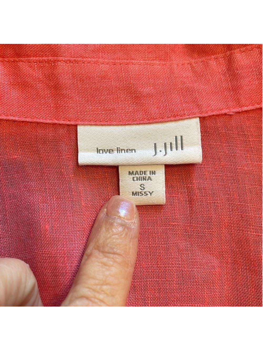 J. Jill Love Linen Coral Button Up 100% Linen Tunic Top Size S Coastal Lagenlook - Picture 4 of 7
